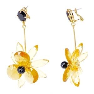 Kate Spade Earrings Blooming Brilliant Flower Floral Amber & Black New NWT $128